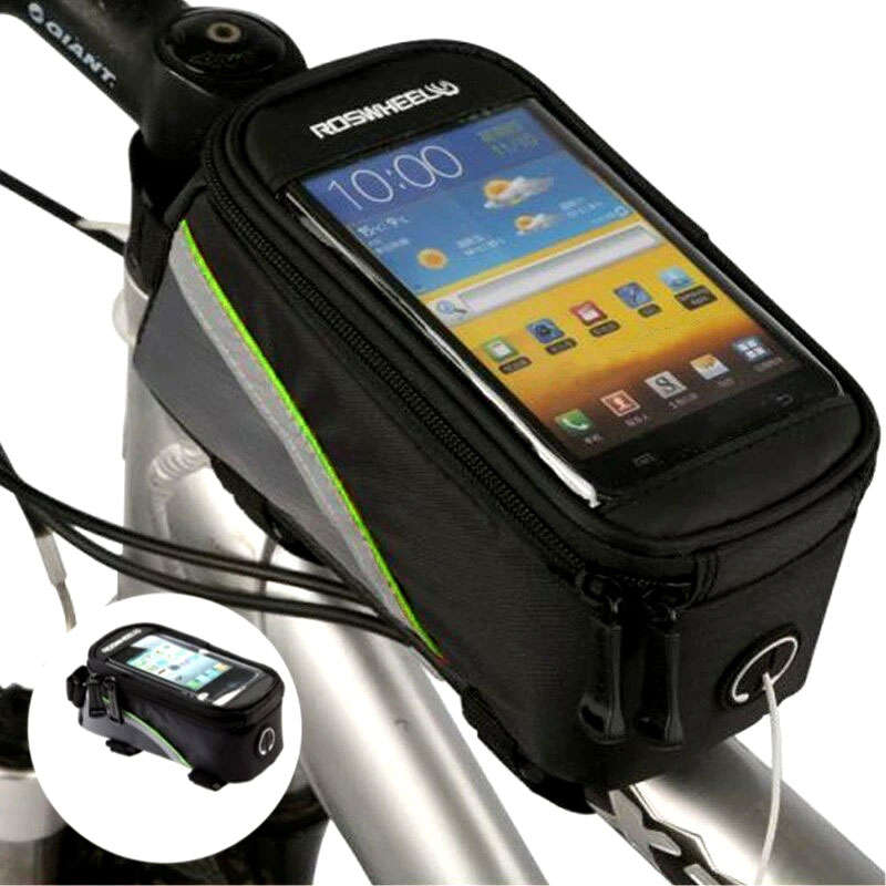 Phone Bicycle Holder & Storage Bag With Headset Jack