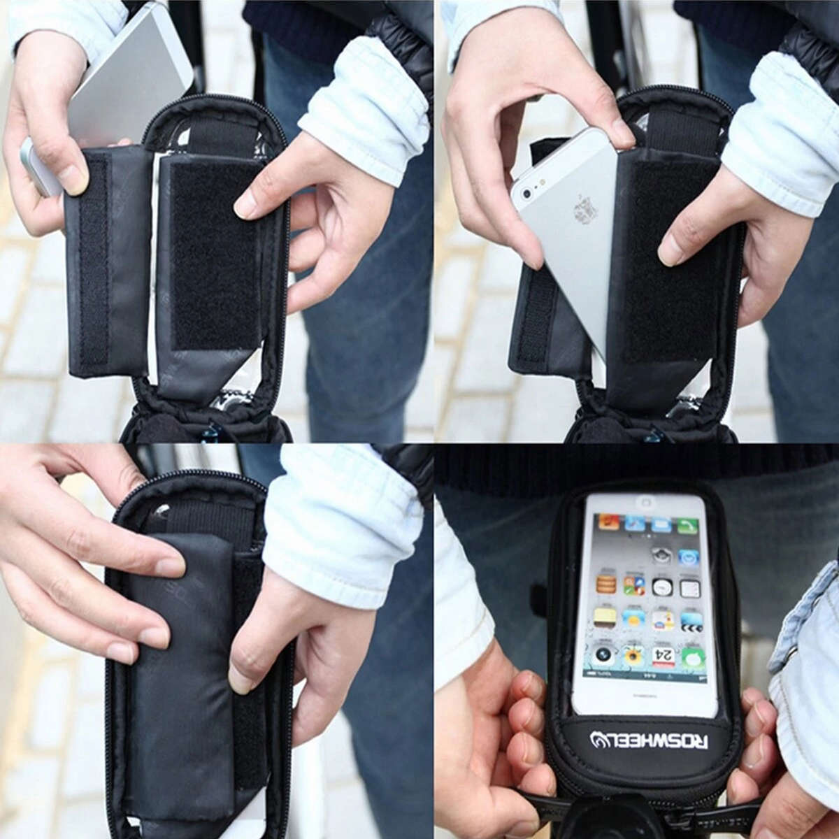Phone Bicycle Holder & Storage Bag With Headset Jack