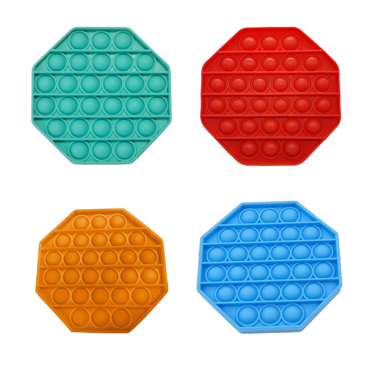 Fidget Toys - Pop It Washable Reusable Fidget Toy - Octagon - 4 Pack Combo