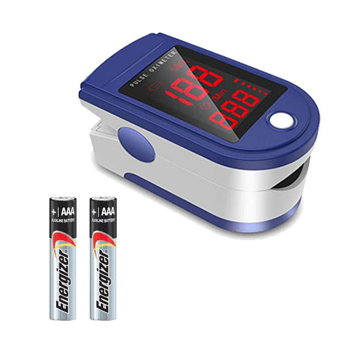 Oximeter Red Colour Screen Oxymeter Fingertip Oxygen and Pulse Rate Screening Tool with Batteries