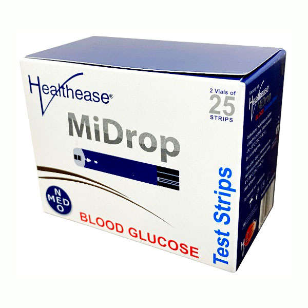 MiDrop Blood Glucose Test Strips - 2 Vials of 25 Strips