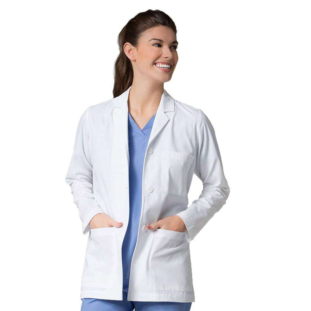 Medical Coat - Polycotton Reusable Washable Lab Coat Button Down - White - Small