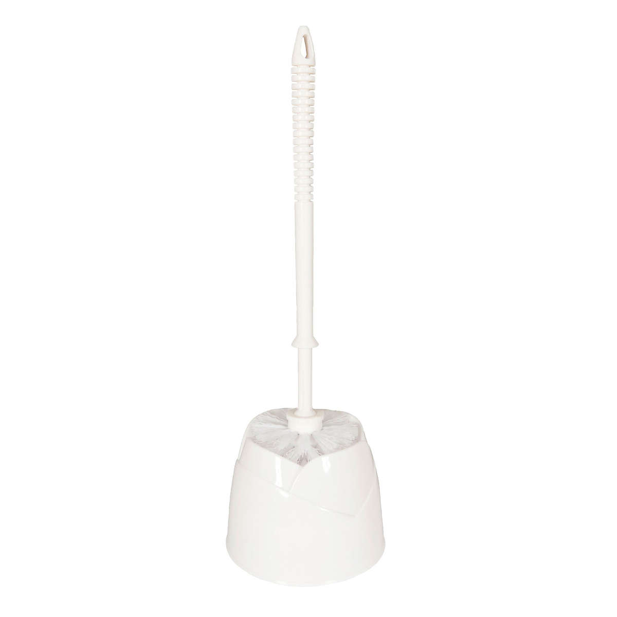 Plastic Toilet Brush with Holder Set - White