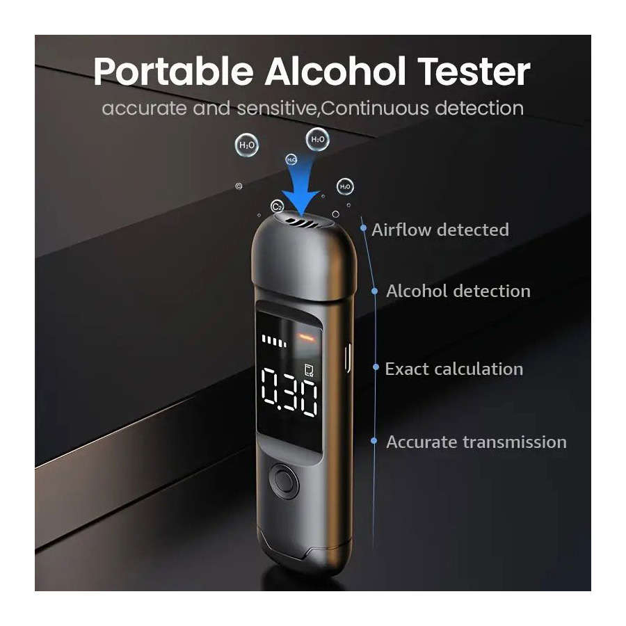 Alcohol Tester High-Accuracy Digital LCD Breathalyzer Analyzer (Blue)