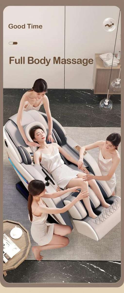 Deluxe Zero Gravity Luxury Full Body Bluetooth Massage Chair - Grey/White
