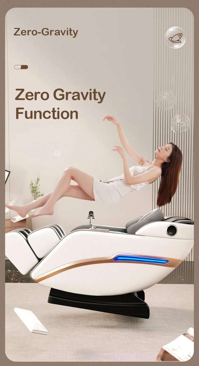 Deluxe Zero Gravity Luxury Full Body Bluetooth Massage Chair - Grey/White