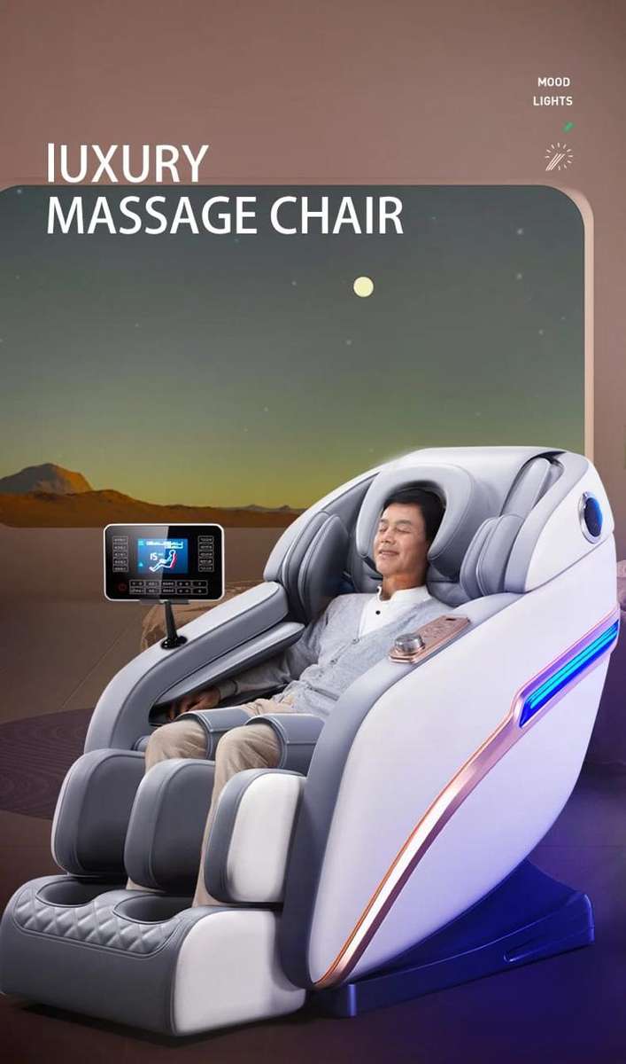 Deluxe Zero Gravity Luxury Full Body Bluetooth Massage Chair - Grey/White