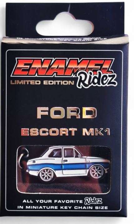 Ford Escort MK1 White & Blue  Die-Cast Enamel Keychain