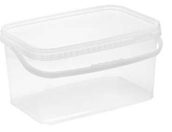 5L Rectangular Bucket with Handle & Tamperproof Lid - Transparent - 5 Pack