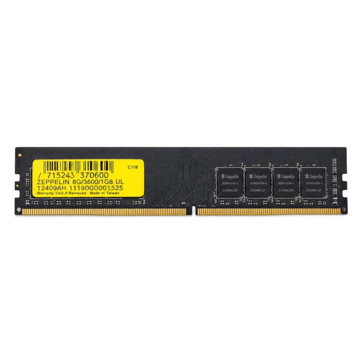 Zeppelin 8GB DDR4 3600MHz Desktop RAM Memory Module  PC4-28800, 8IC
