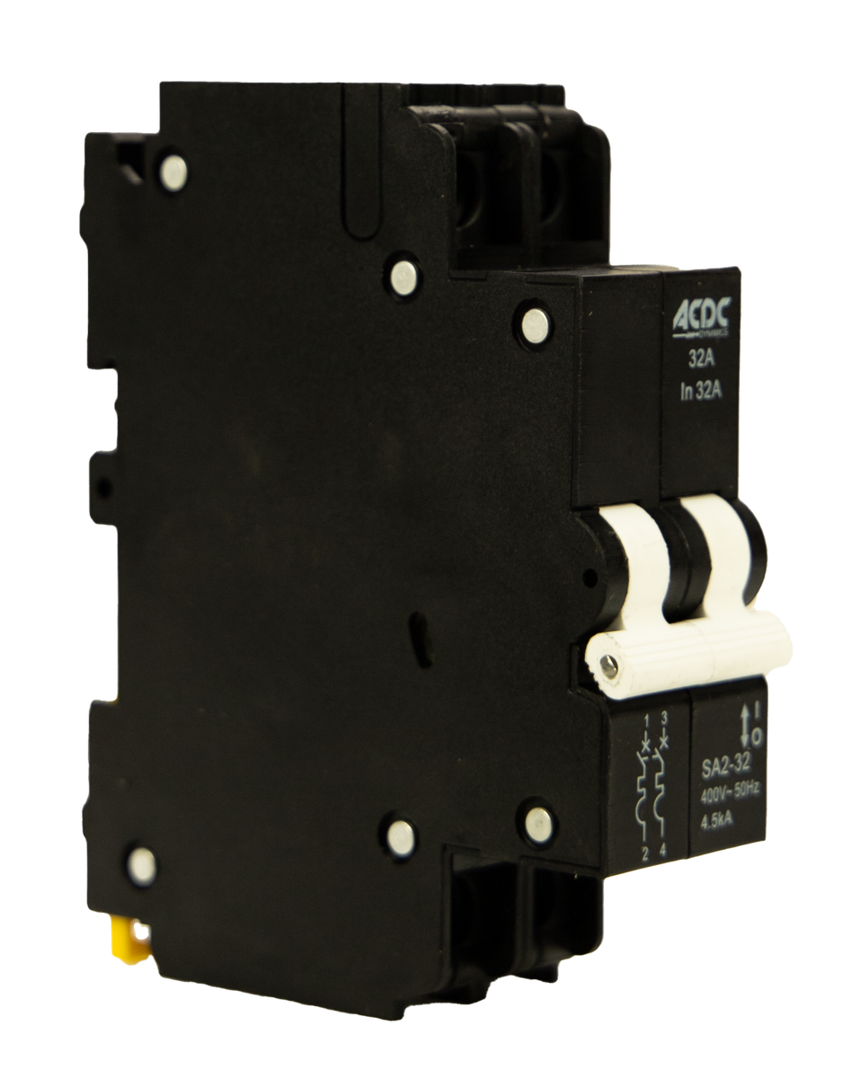 Circuit Breaker 13mm 4.5KA  2 Pole C-Curve   32A