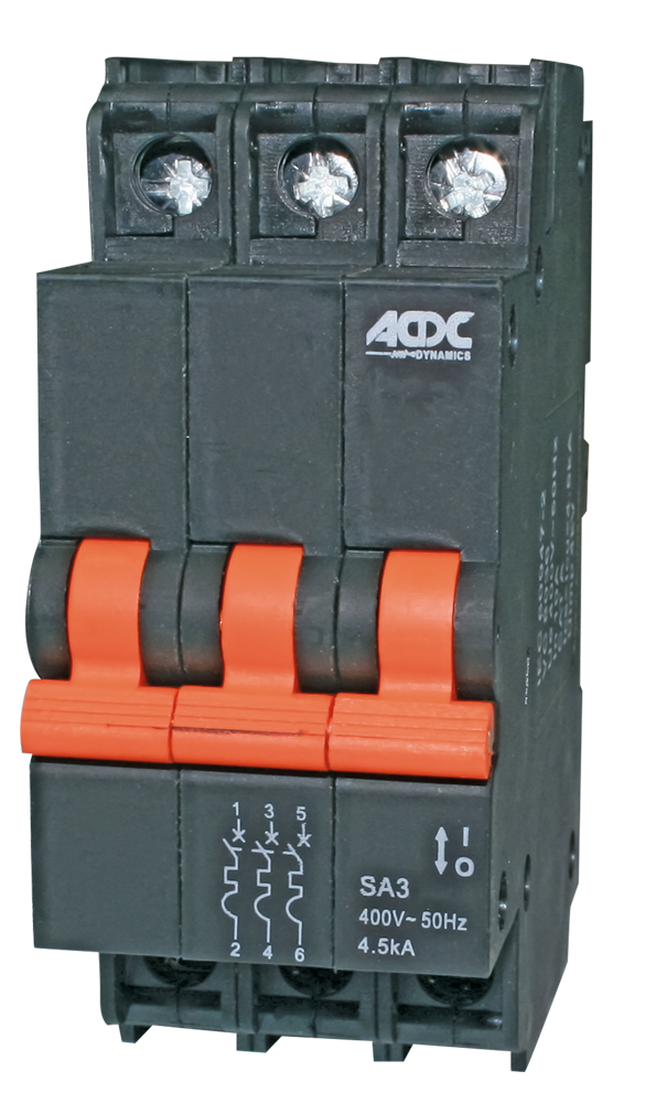 Circuit Breaker 13mm 4.5KA  3 Pole D-Curve  10A