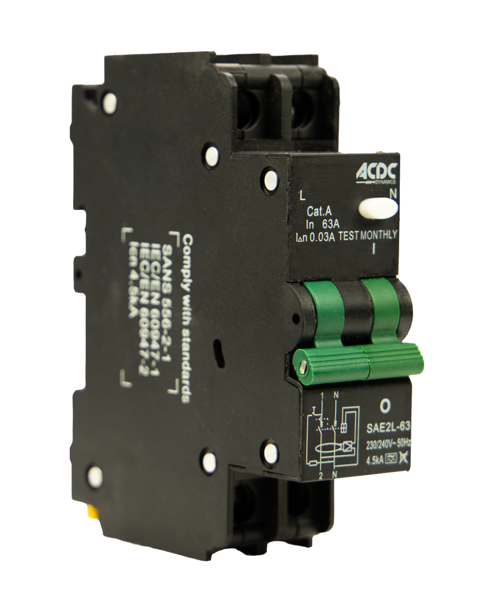 Earth Leakage Relay 2 Pole 13mm 63A Overload Protected