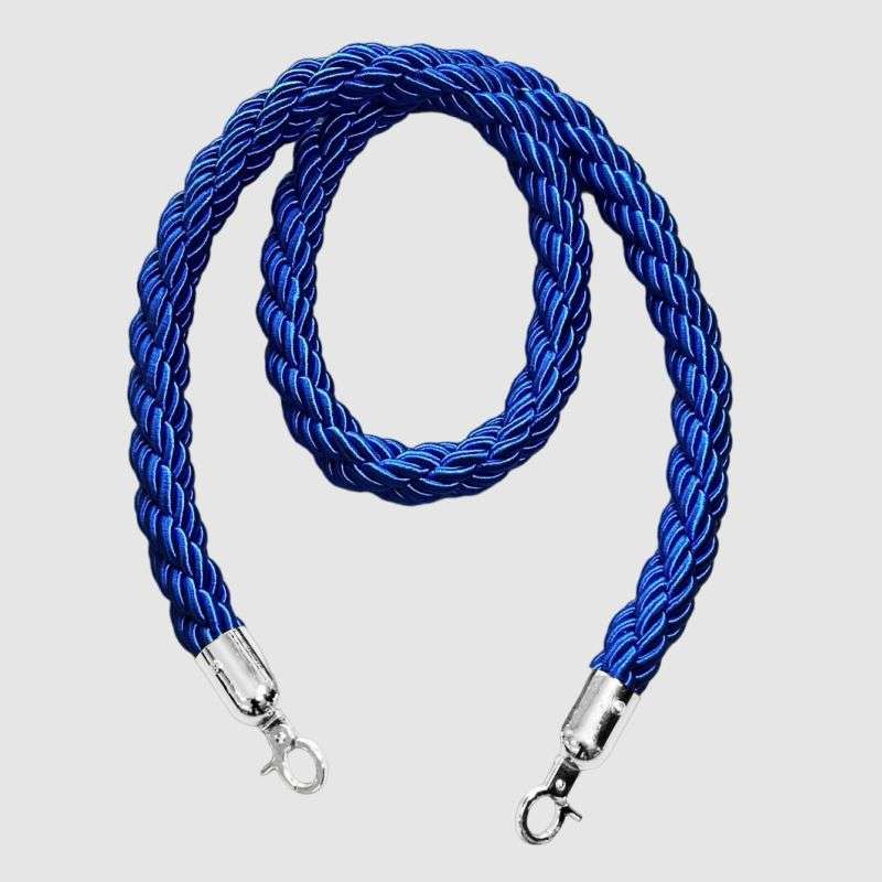 Braided Stanchion Royal Blue Rope With Silver Clasps