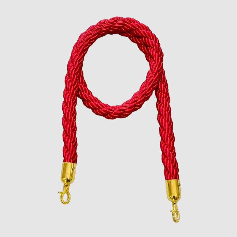 Braided Stanchion Red Rope With Gold Clasps
