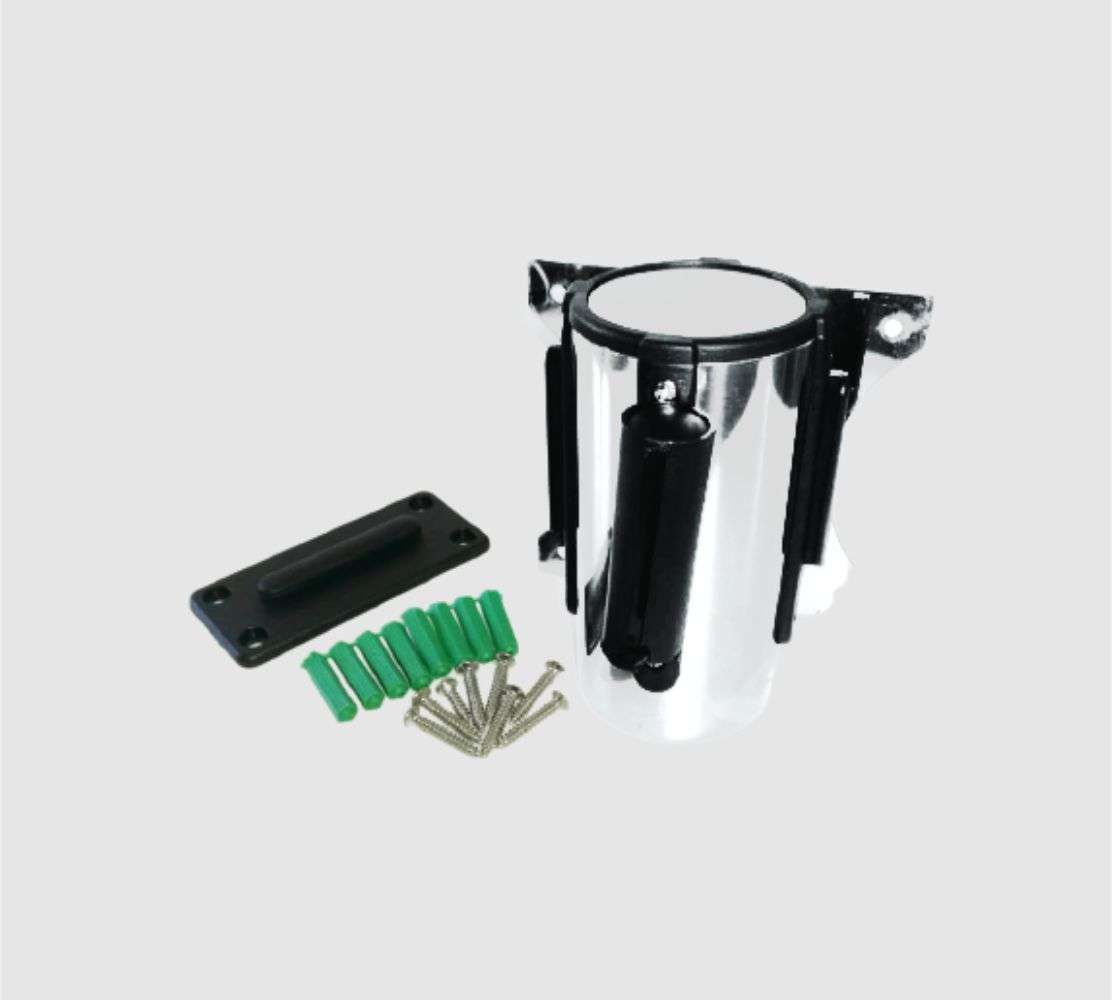 Silver Wall Mounted With 2M Retractable Belt Queue Barrier