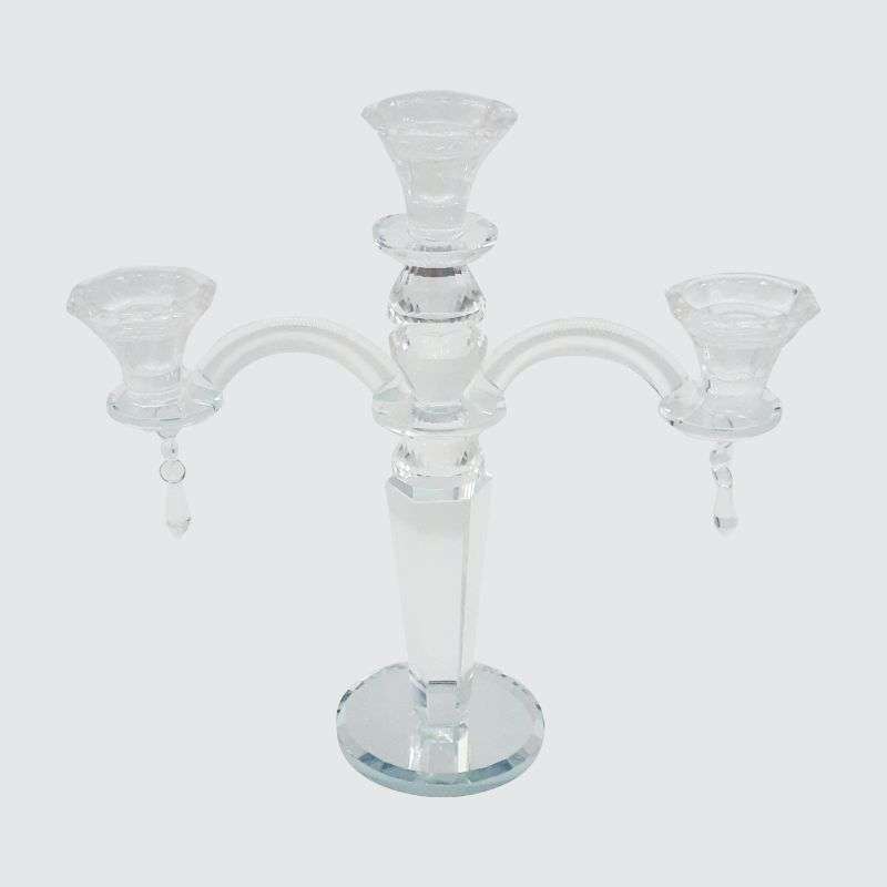 3 Branch Crystal Look Candle Holder-28cm