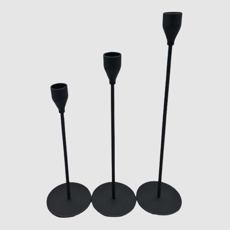 3pc Black Candle Holder
