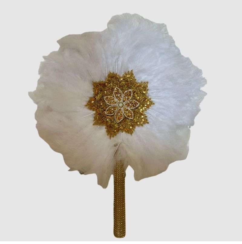 Handmade African Wedding Feather Decor Fan White