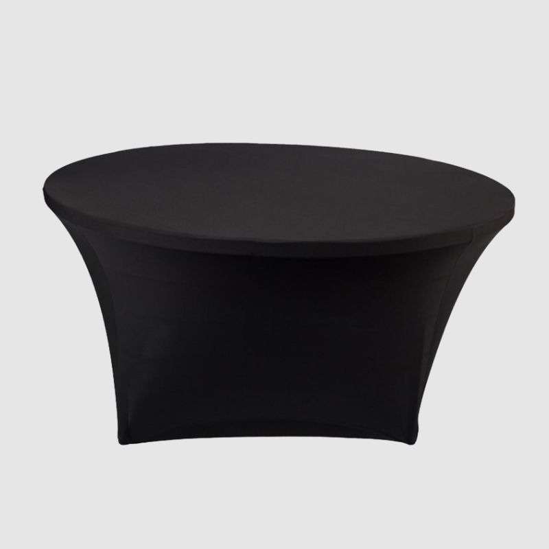 Quality 4 Way Stretch Round Table Cover-Black