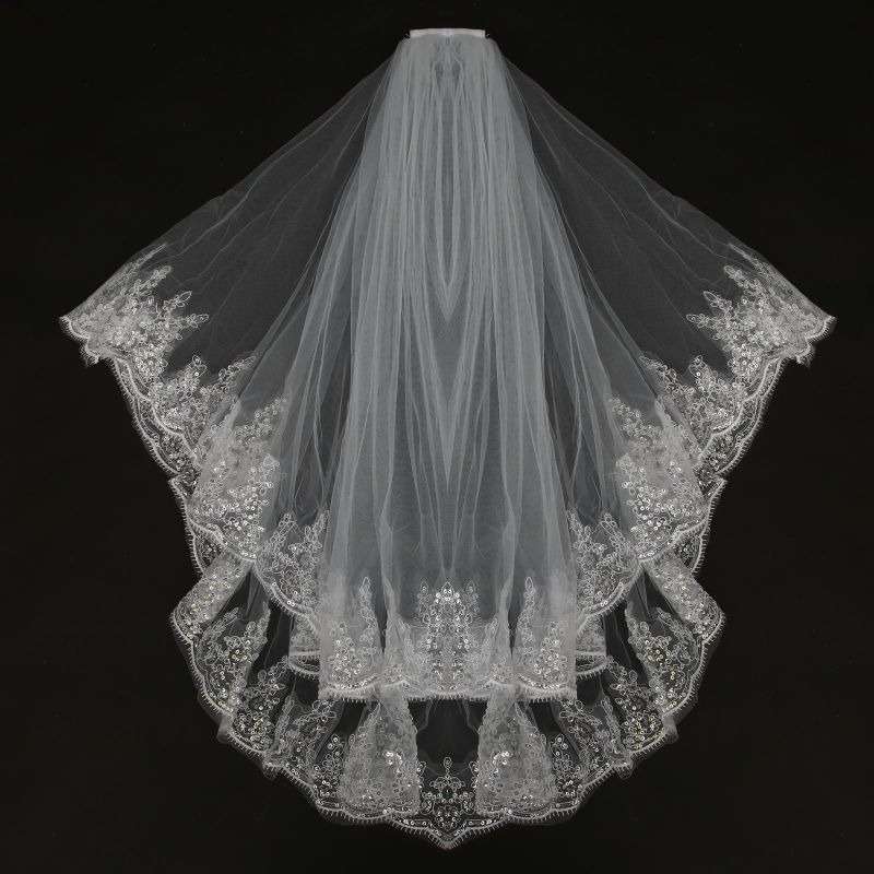 Bridal Sequins Veil-White
