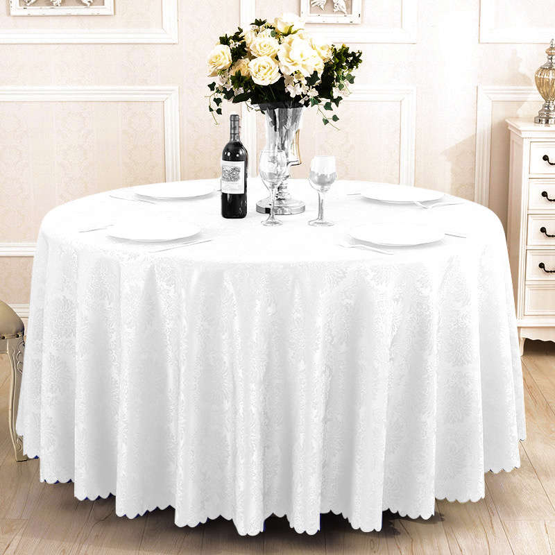 Quality Damask Round Table Cloth-White