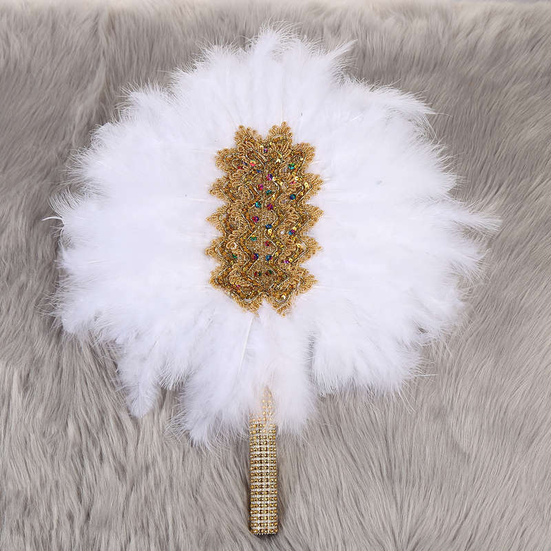 Handmade African Wedding Feather Decor Fan White