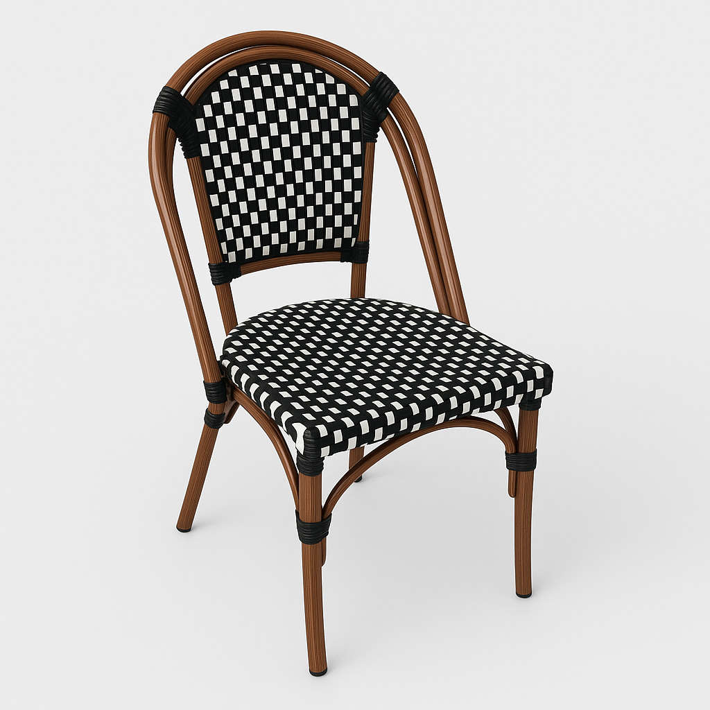French Bistro Café | Dinning Rattan Chair-Black & White
