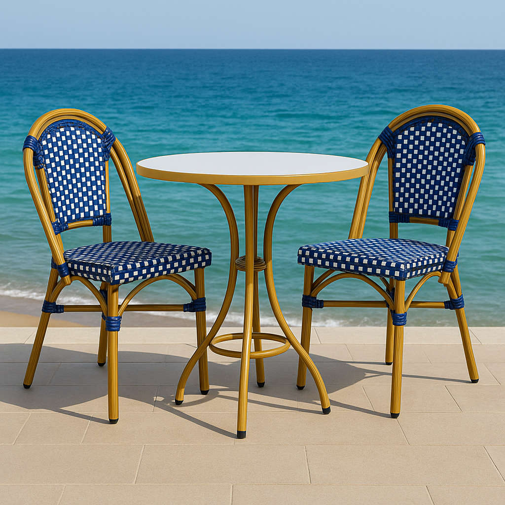 French Bistro Café Chair-Blue & White
