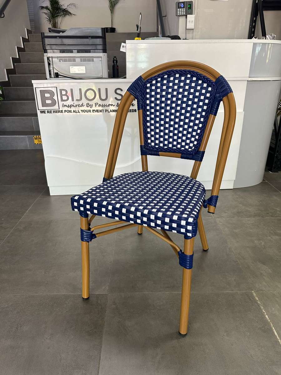 French Bistro Café Chair-Blue & White
