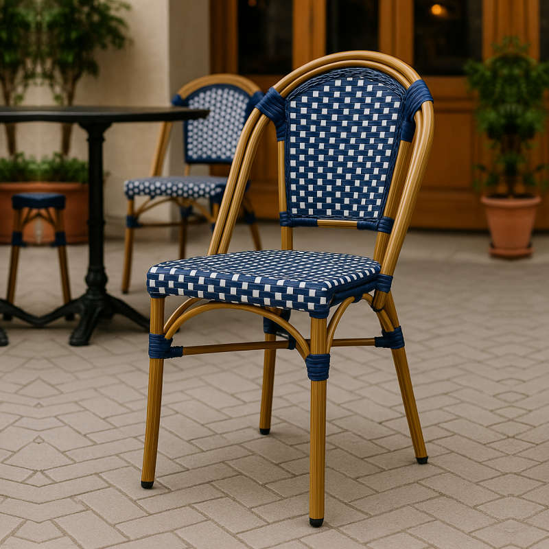 French Bistro Café Chair-Blue & White