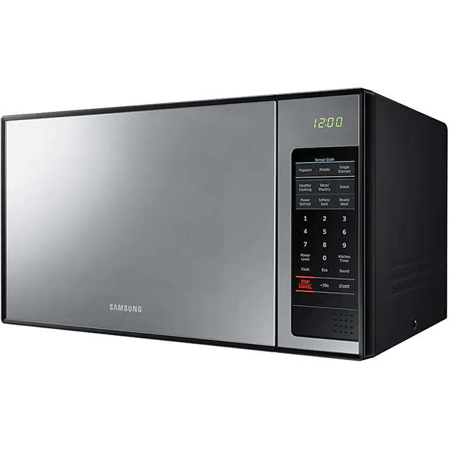 Solo Smart Sensor Microwave Oven With Black Glass Mirror Door, 32L, Silver