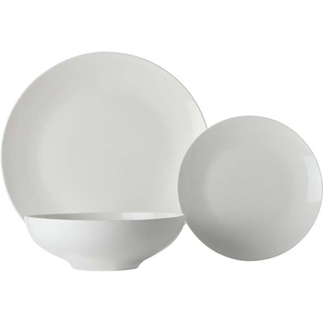 White Basics Coupe Dinner Set, Tribeca, 18pc