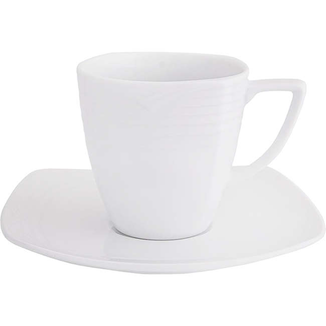Arctic White Square Espresso Cup & Saucer, 70ml