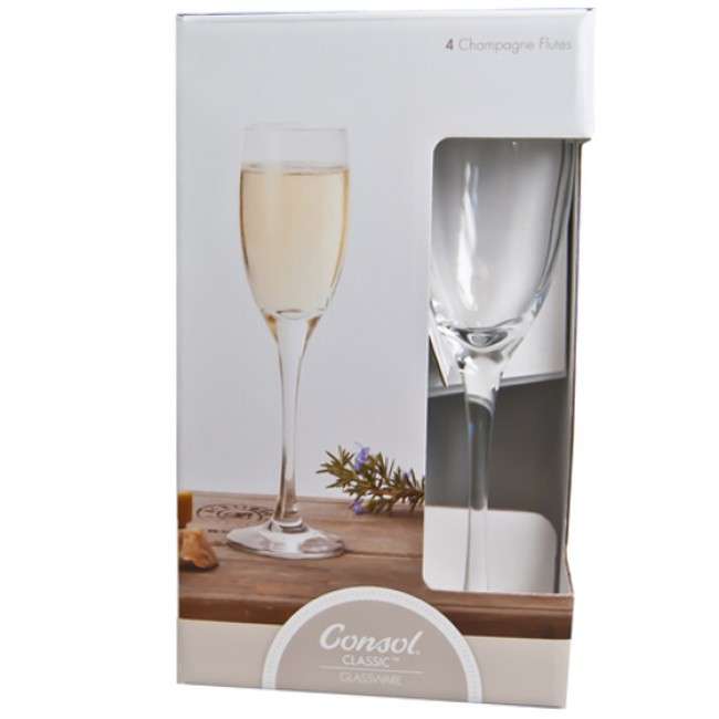 Lyon Set Of 4 Champagne Flutes, 180ml