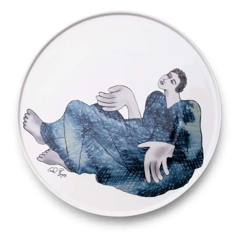 Indigo Girl Round Platter, 28cm