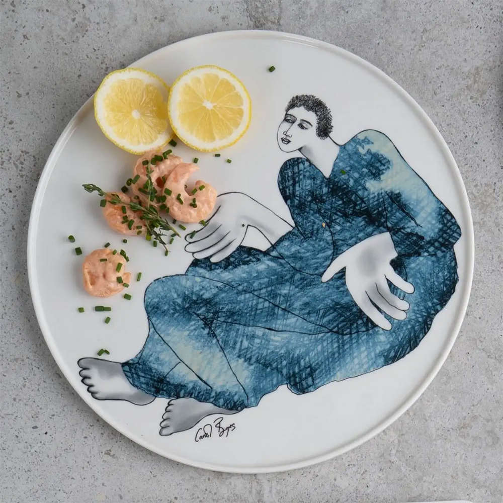 Indigo Girl Round Platter, 28cm