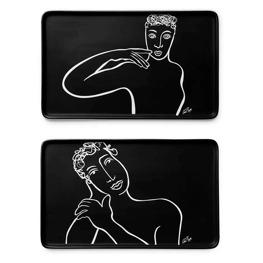 Set Of 2 Rectangular Platters, In Good Taste