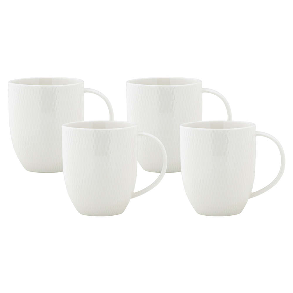 White Basics Diamonds Coupe Mugs, Set Of 4