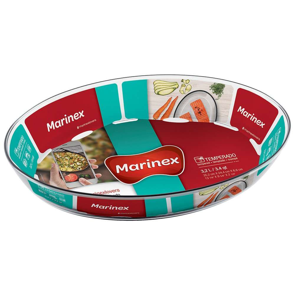 Glass Oval Roasting Dish, 3.2L