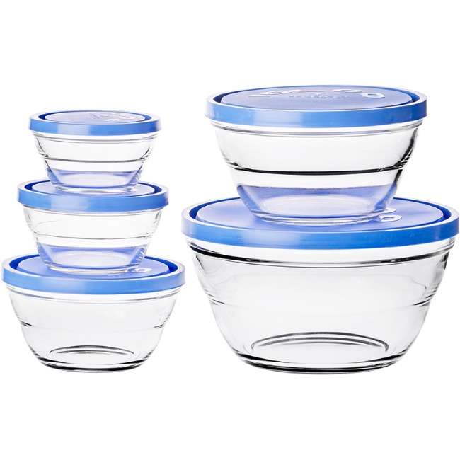 Lambada Round Glass Bowl Storage Set, Set Of 5