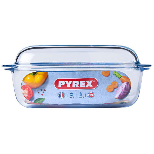 Essentials Rectangular Casserole Dish With Lid, 6.5L