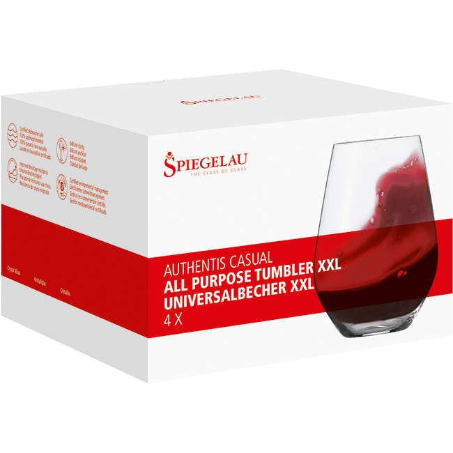 Authentis Casual Stemless Bordeaux Wine Glasses, Set of 4