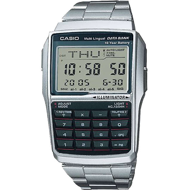 Retro Men's Multi-Lingual Databank Digital Wrist Watch, DBC-32-1ADF