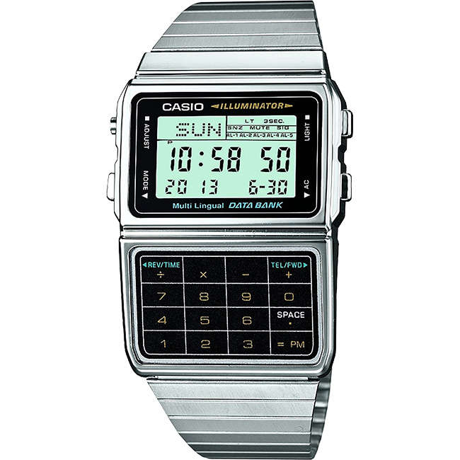Retro Men's Databank Calculator Digital Wrist Watch, DBC-611-1DF