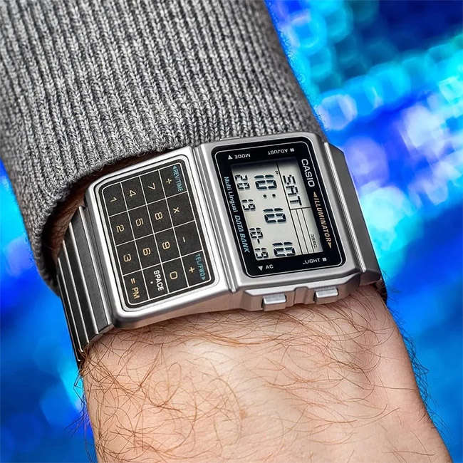 Retro Men's Databank Calculator Digital Wrist Watch, DBC-611-1DF