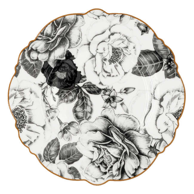 Black Rose Side Plates, Set Of 4
