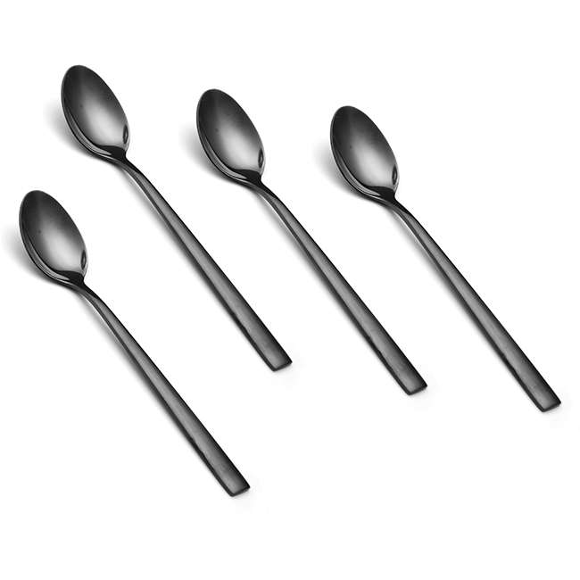 Shiny Black Teaspoon, Set Of 4