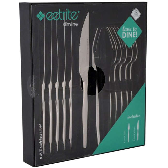 Slimline Steak Knife & Fork Set, 12pc