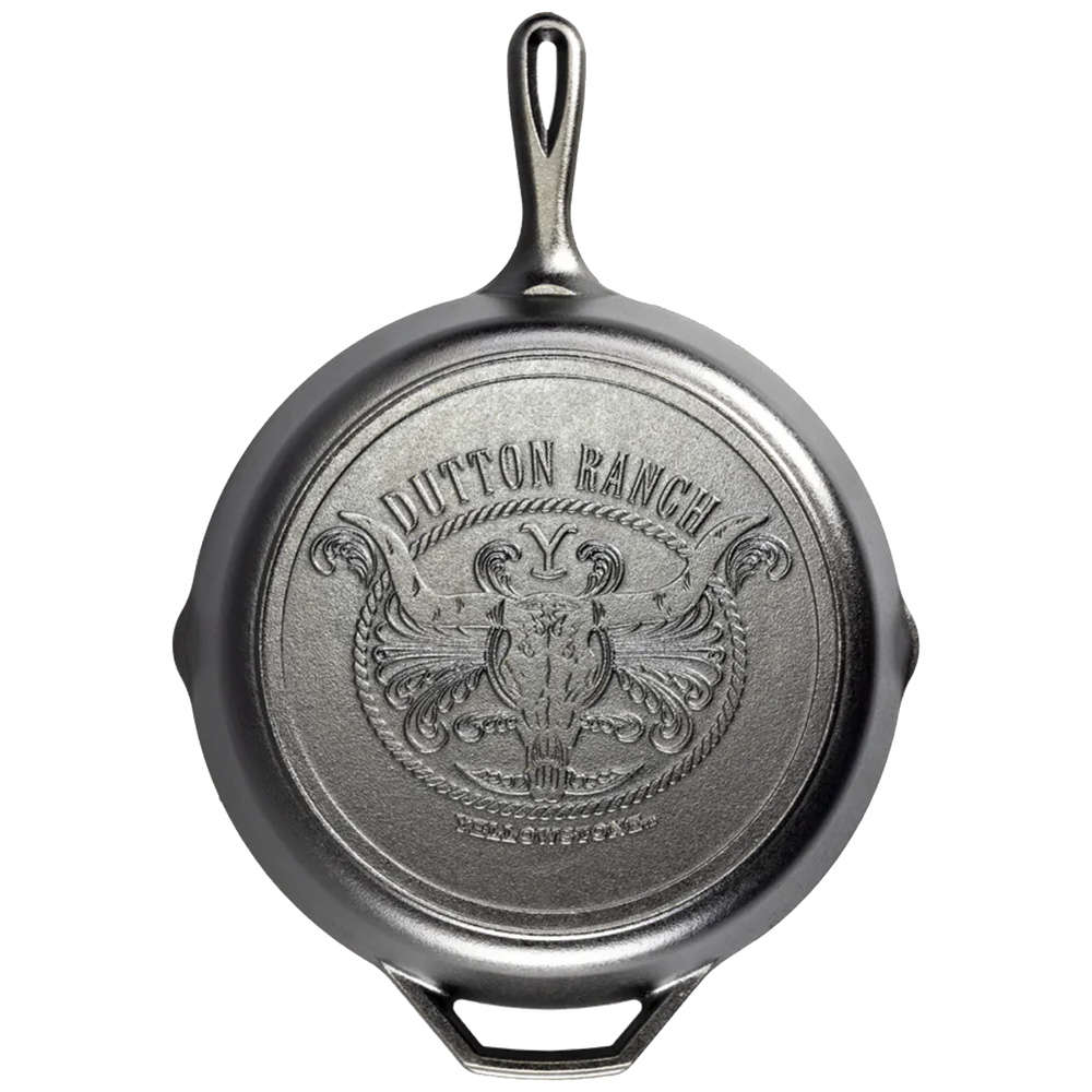 Yellowstone Seasoned Cast Iron Steer Skillet, 30cm